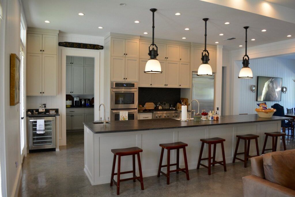 Kitchen and large island with seating